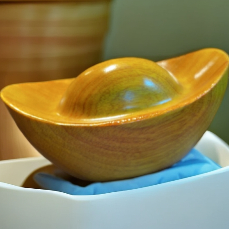 【爆款】香樟木楠木色元宝10cm日进斗金金元宝