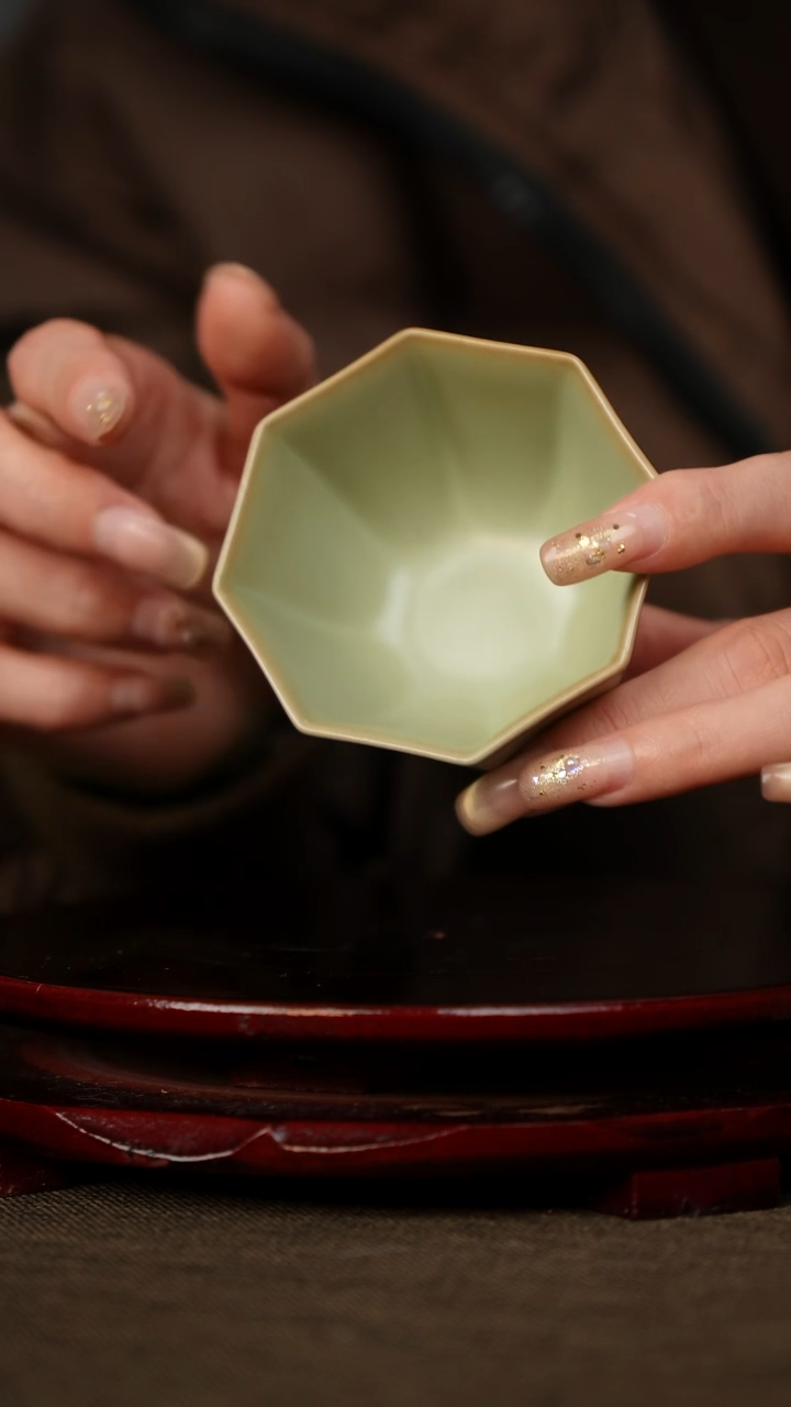 全品 粉青 八方杯 