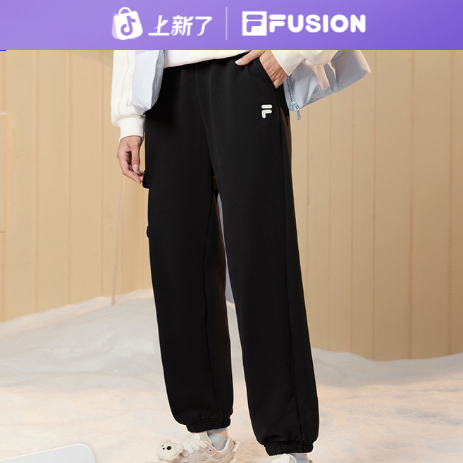 FILA FUSION斐乐女装秋季宽松户外运动休闲针织长裤T11W441601F