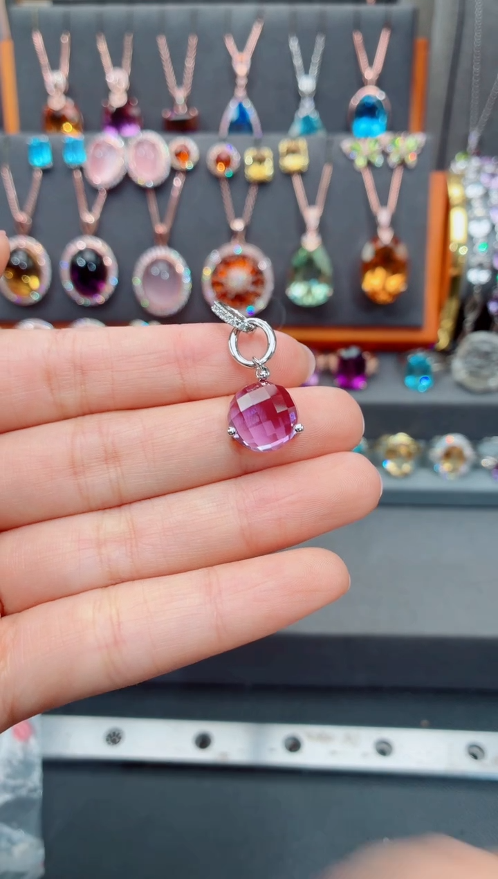 吊坠(不含链)银S925镶嵌水晶水晶吊坠