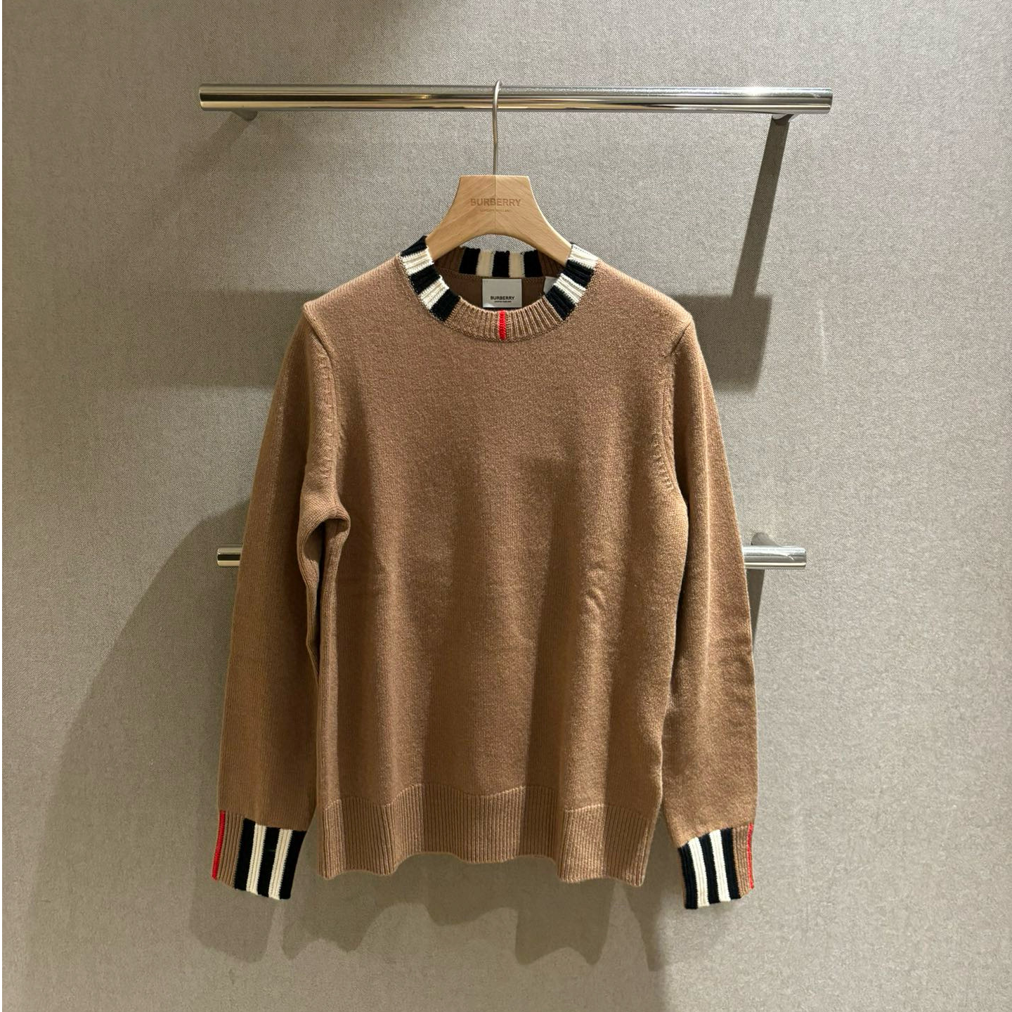 BURBERRY博柏利 男装长袖经典条纹拼接羊绒套头毛衣