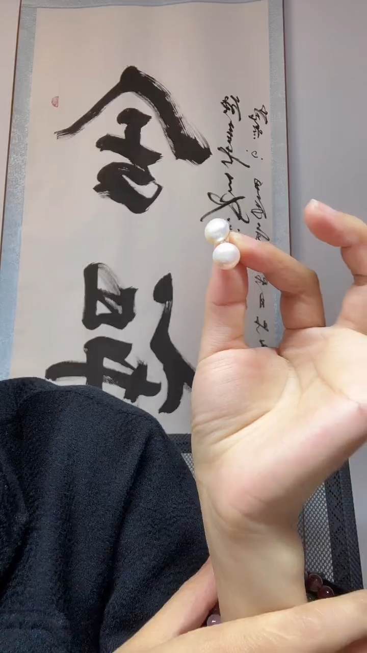 银S925镶嵌耳钉淡水珍珠耳钉卡10+