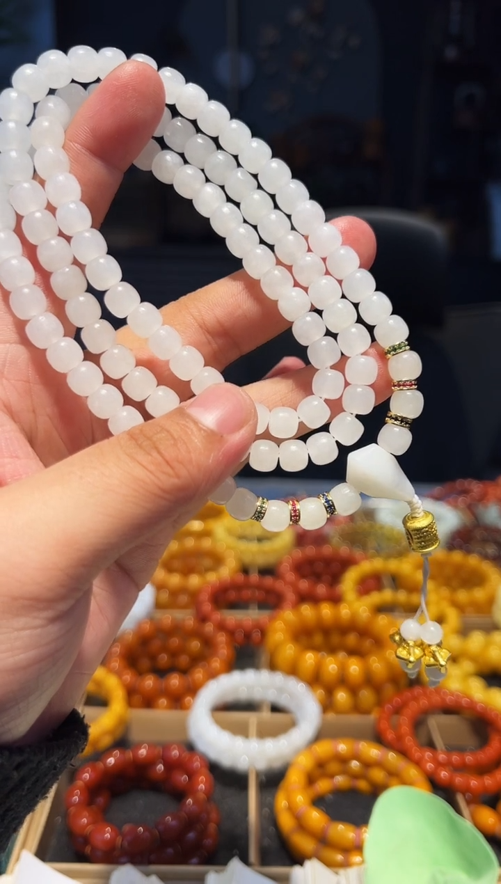 未镶嵌手串和田玉8+108