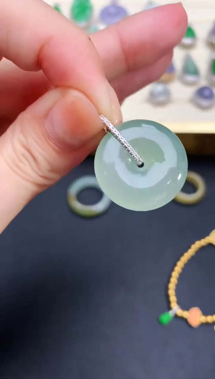 翡翠18K金镶嵌吊坠(不含链)4平安扣|2800+0