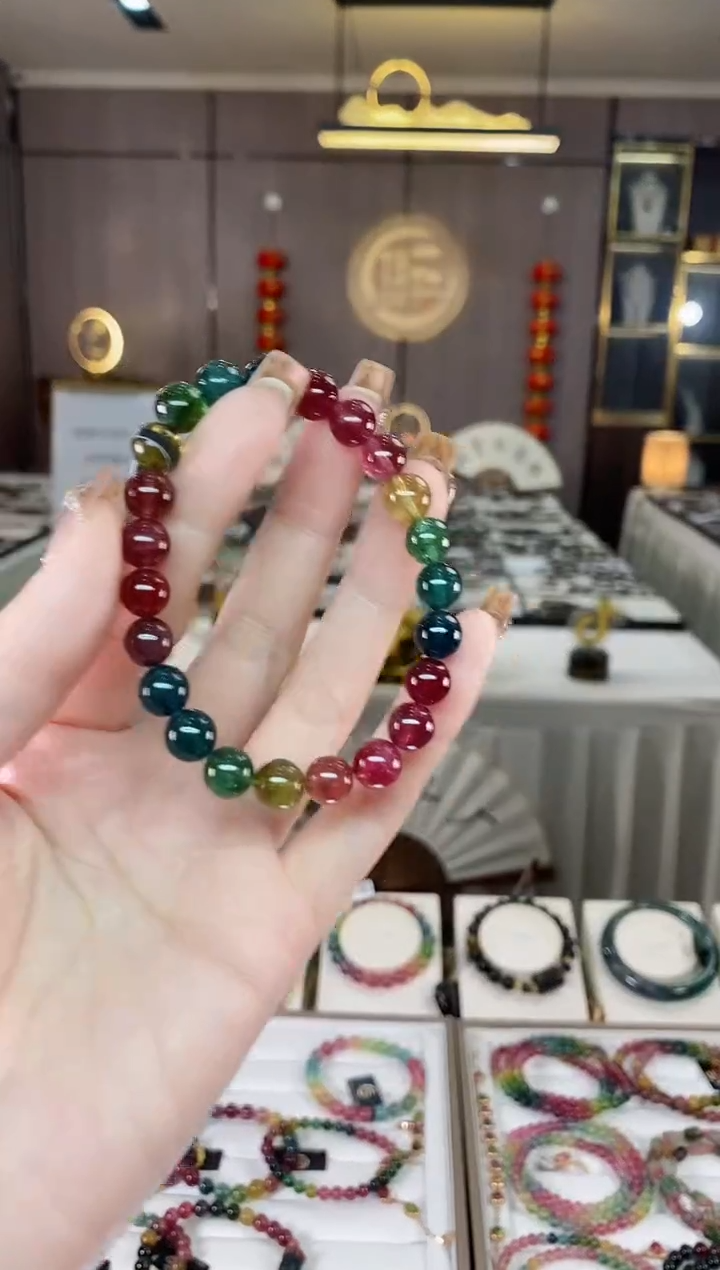 【闪购商品】碧玺收藏级单圈手串8mm+未镶嵌一物一证dan