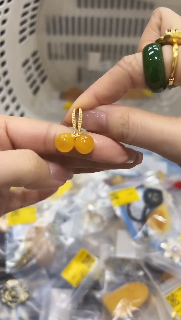 【闪购商品】蜜蜡耳饰银S925镶嵌xy6205耳饰