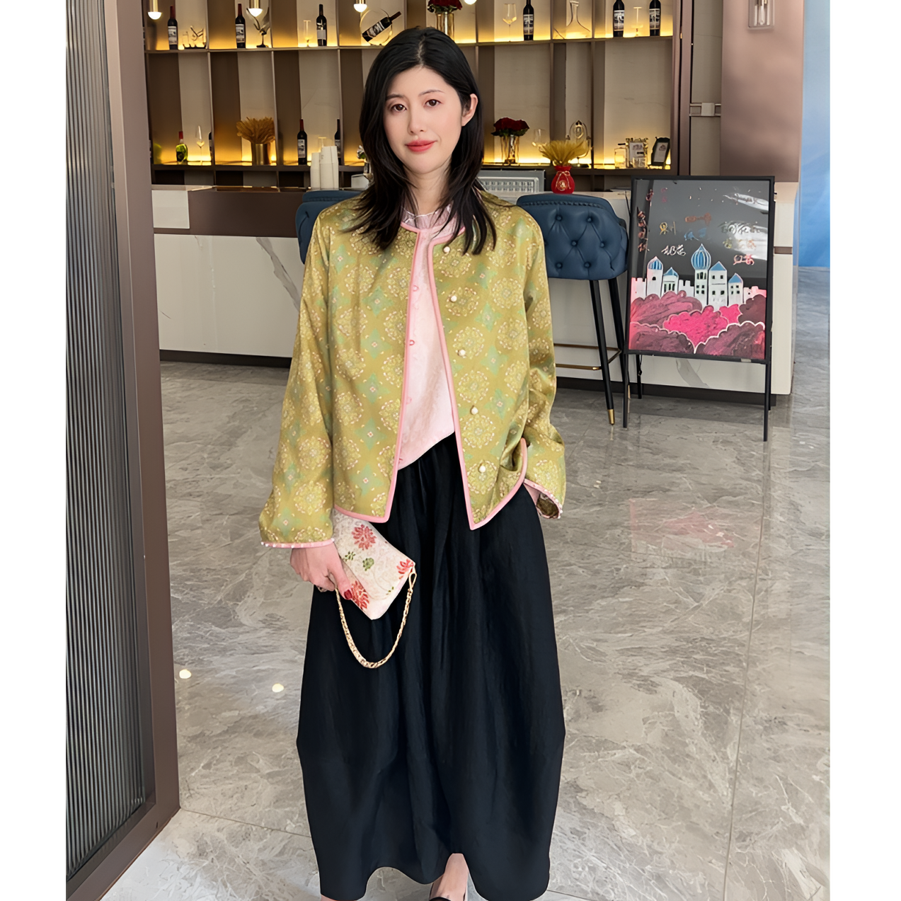 【PALOWAY 佰路威】 香云纱花苞裙 春夏必备时尚小黑裙 高腰松紧腰