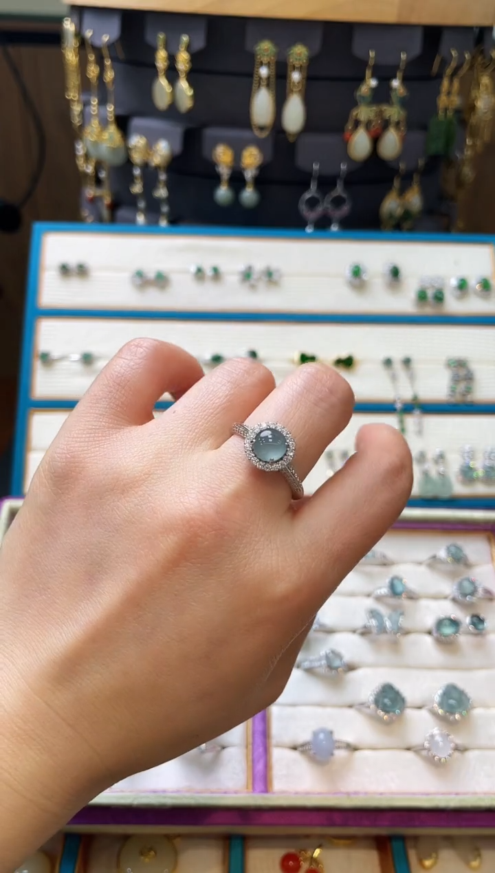 【闪购商品】翡翠挂件银S925镶嵌戒指