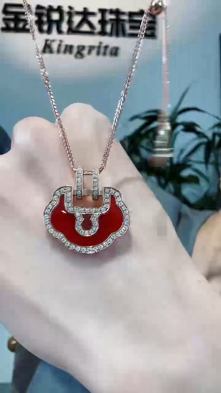 【闪购商品】玛瑙/玉髓吊坠(不含链)18K金镶嵌18K金钻石如意吊坠