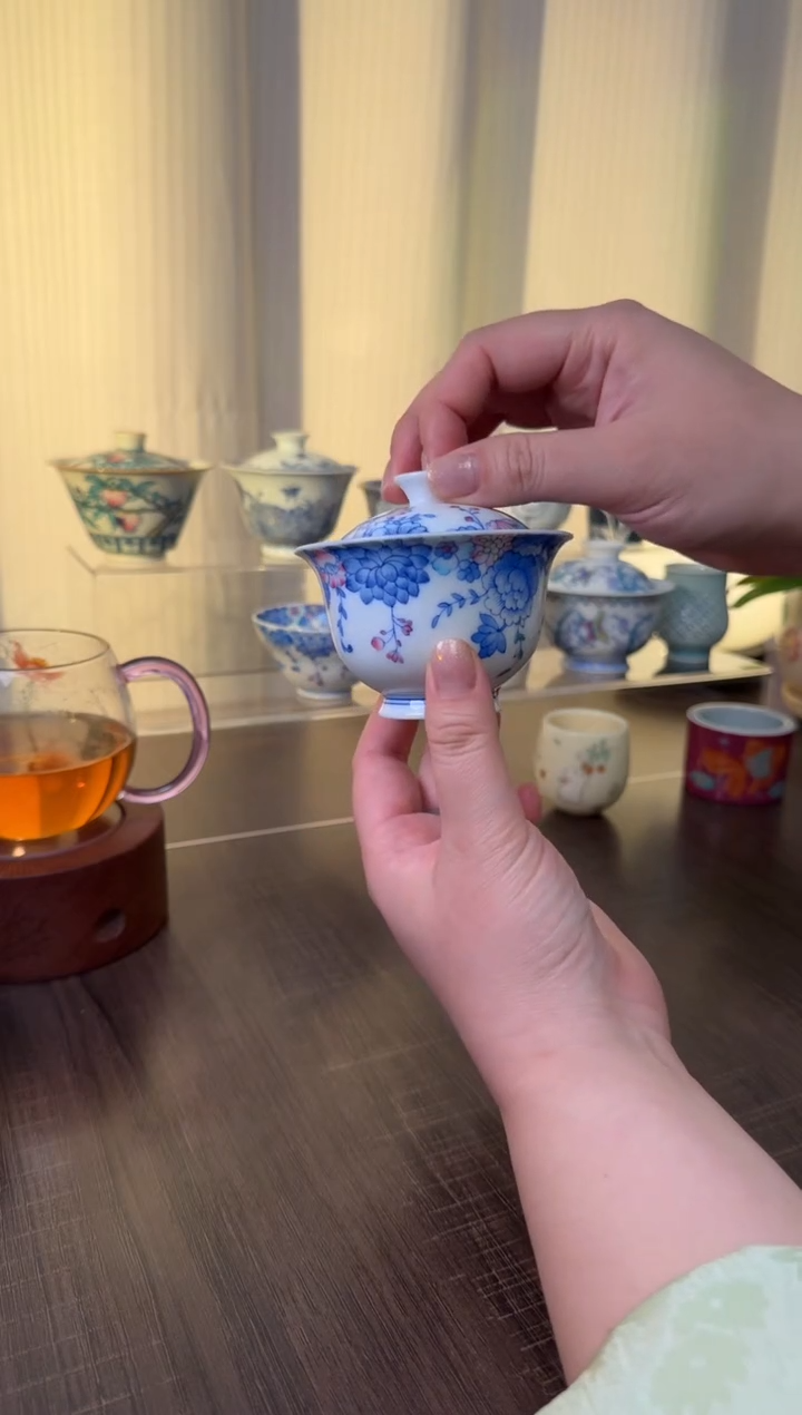 【闪购商品】景德镇斗彩手绘盖碗