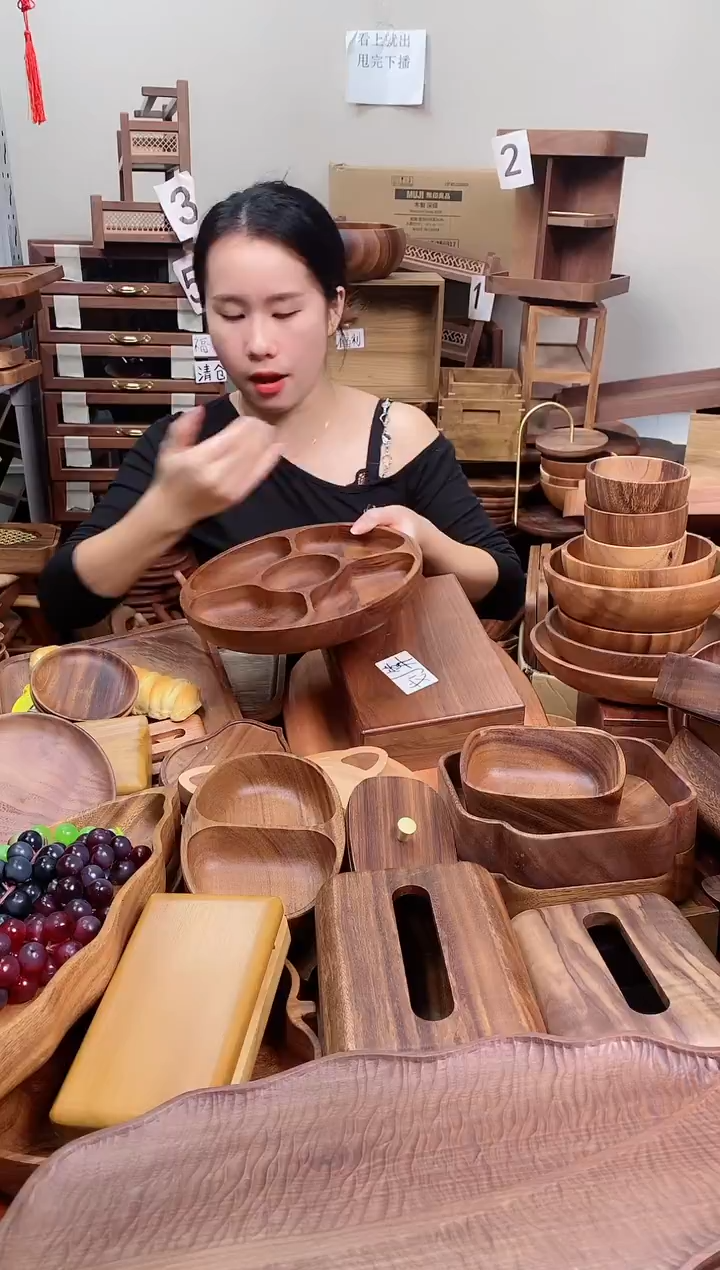 木 南美胡桃木五格果盘 