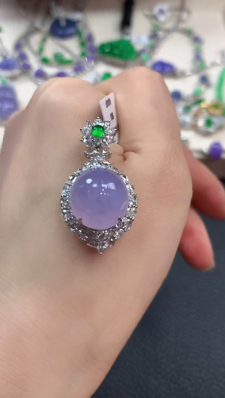 【闪购商品】翡翠吊坠(不含链)18K金镶嵌m45有色差