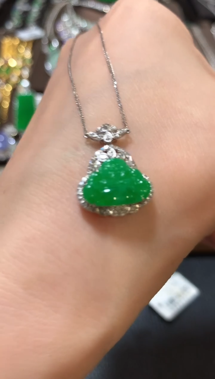 套链18K金镶嵌翡翠m10多样性一件发货