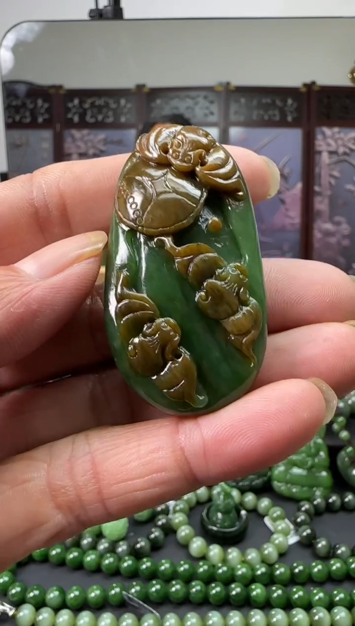 和田玉未镶嵌珠宝奇石楼**哥吊坠