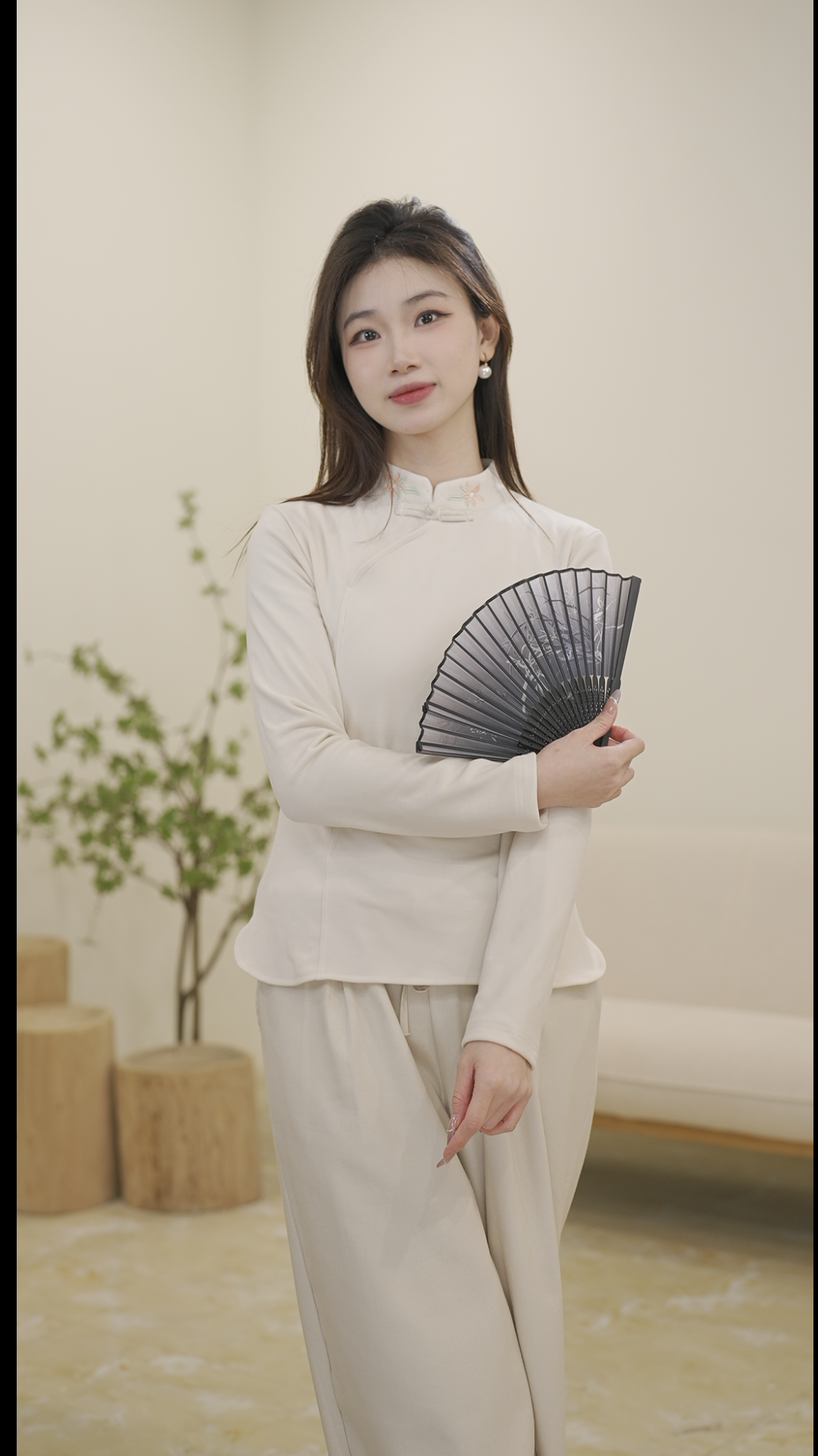 秋冬季新款国风绣花打底衫新中式T恤上衣 女