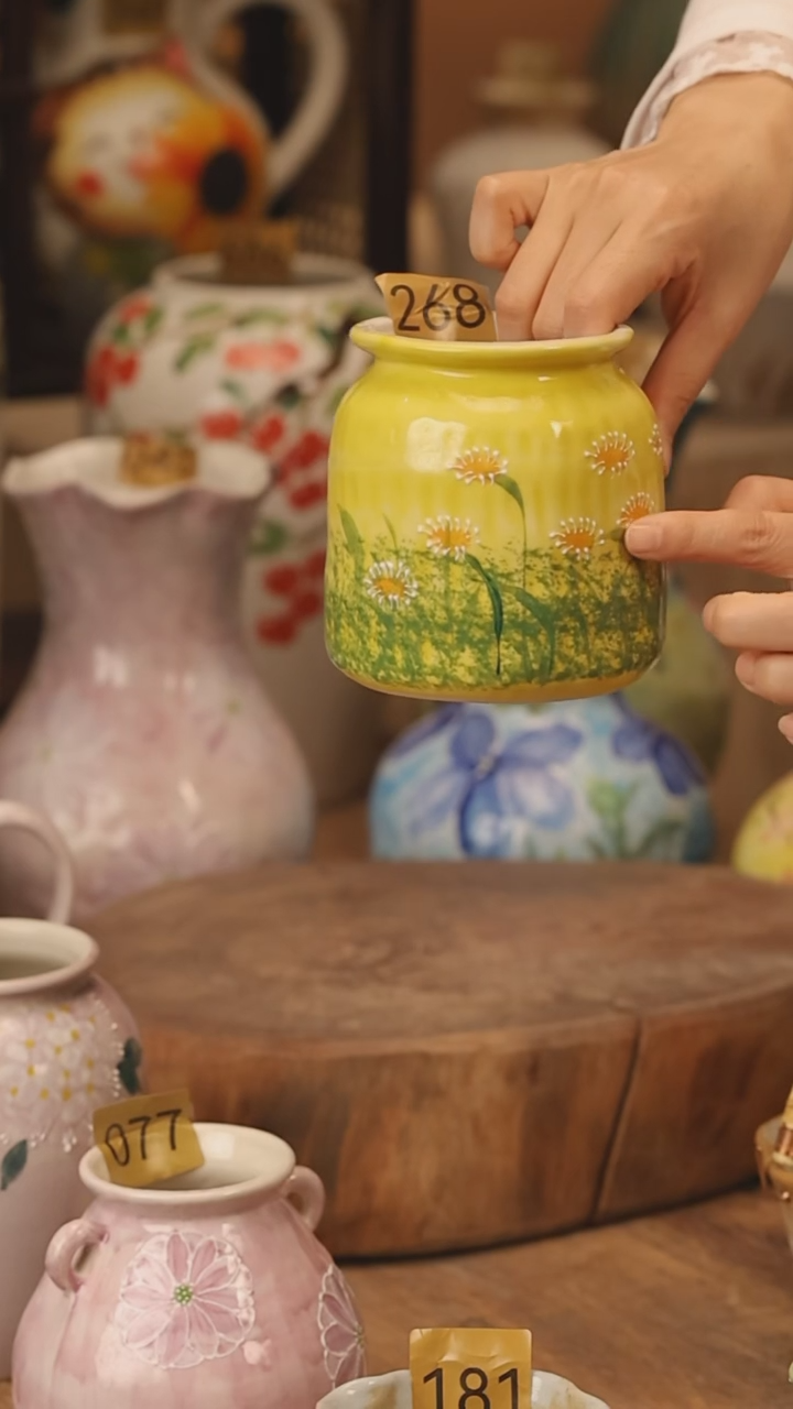 陶瓷景德镇设计师手作花器摆件侘寂风@M@