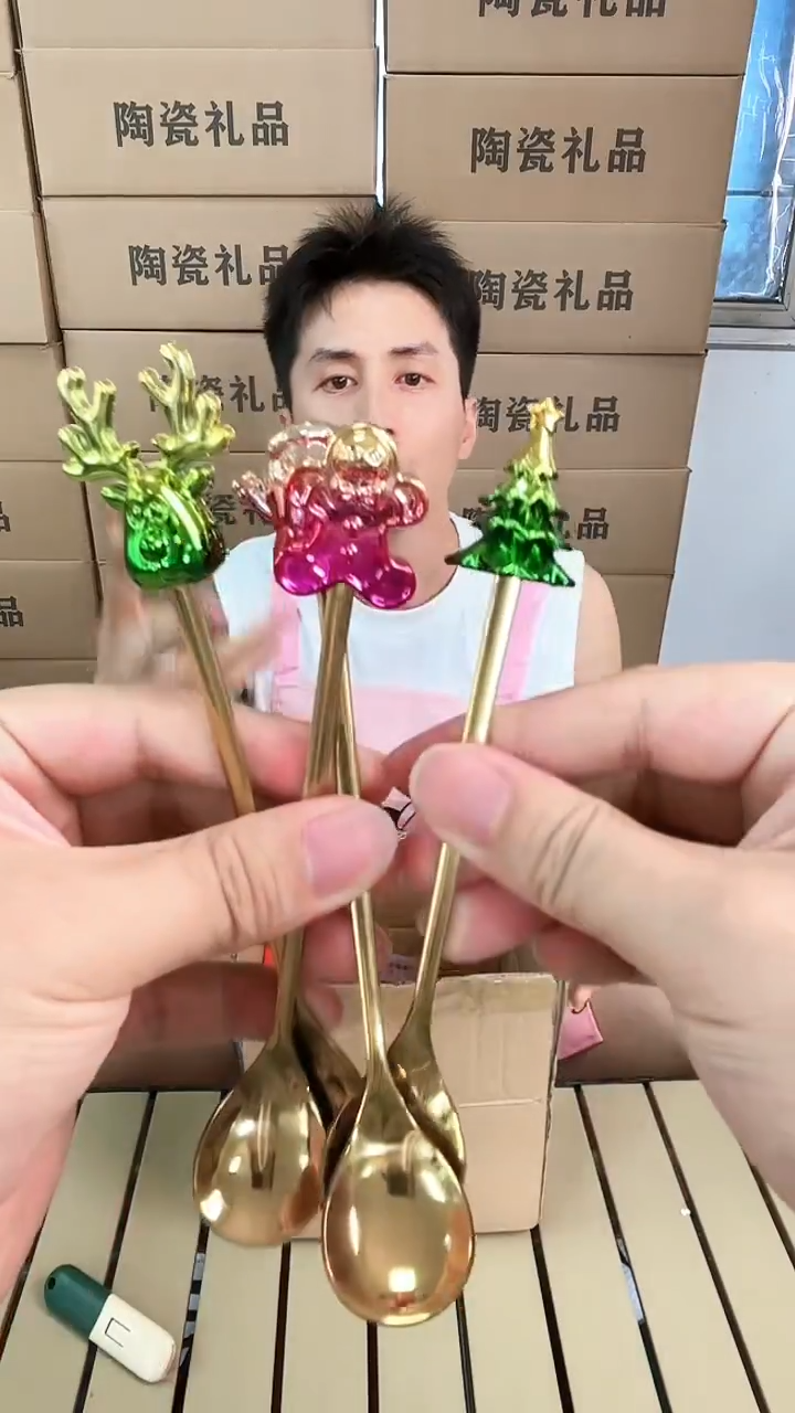 瓷片304不锈钢勺子