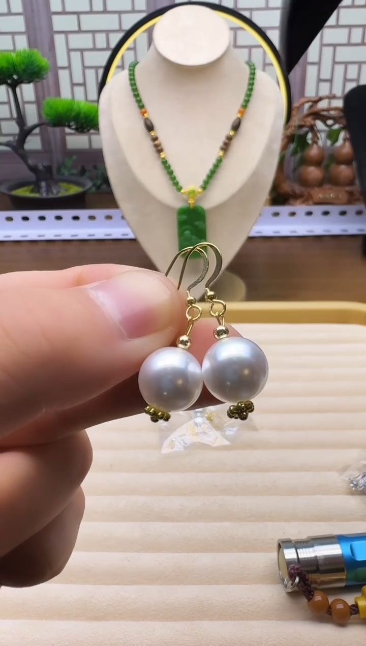 14K金镶嵌耳饰淡水珍珠E110  