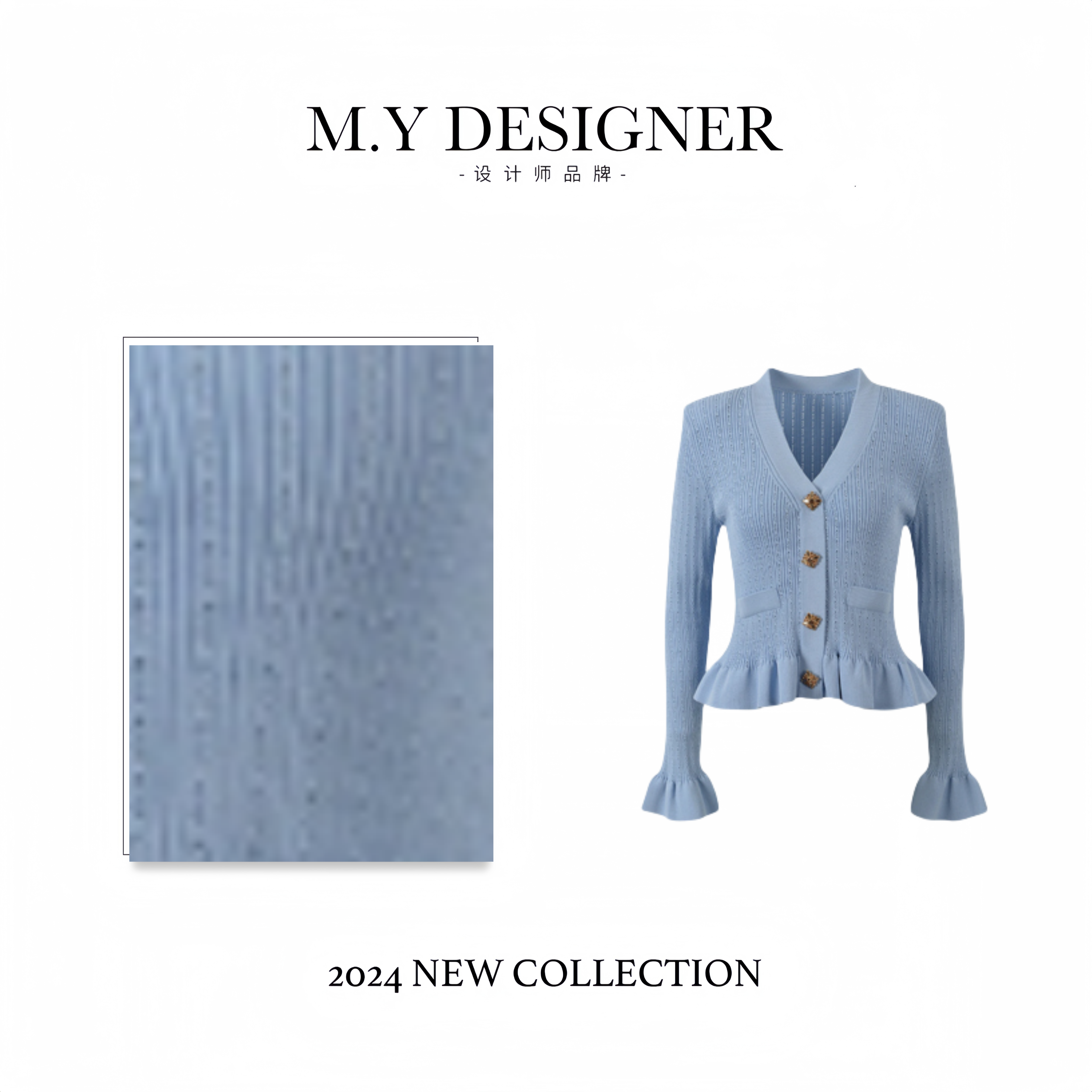 M.Y媛总 女装长袖时尚百搭设计师V领针织衫-8631