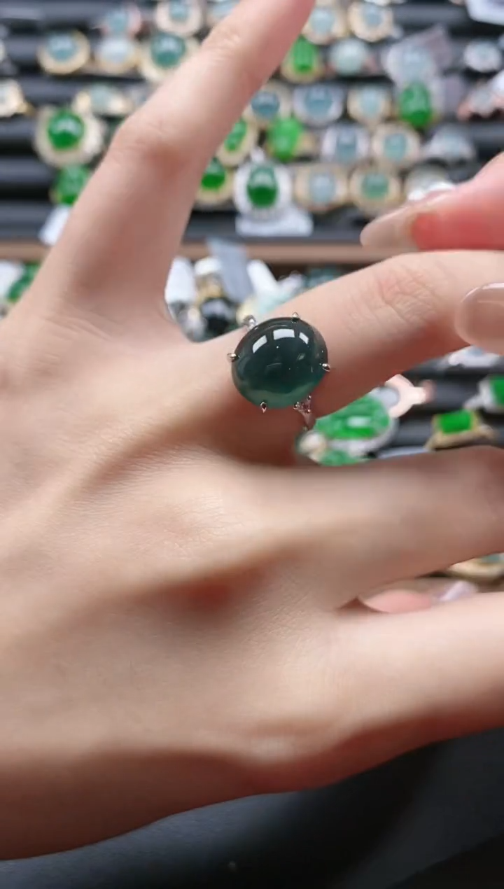 【闪购商品】翡翠戒指银S925镶嵌51511