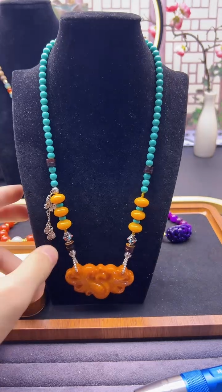 【闪购商品】蜜蜡颈饰银S925镶嵌X333    