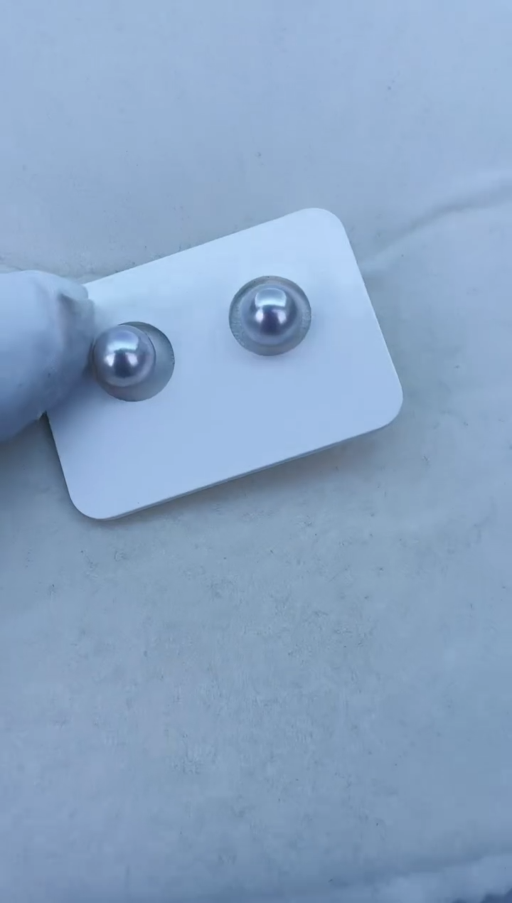 【闪购商品】海水珍珠耳饰未镶嵌01-澳白对珠8-9mm