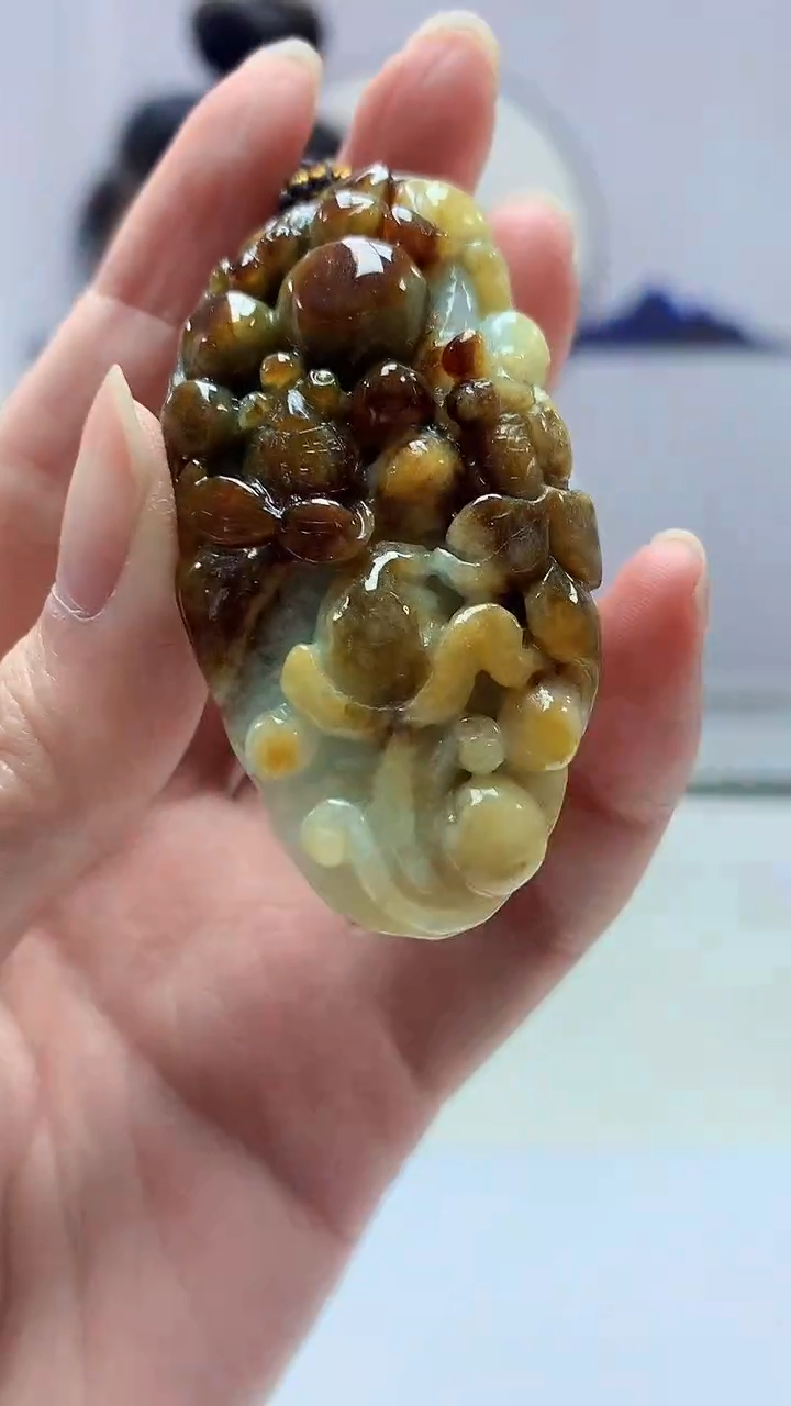 【闪购商品】定制翡翠未镶嵌4902zm-毛货挂件92荷叶鱼