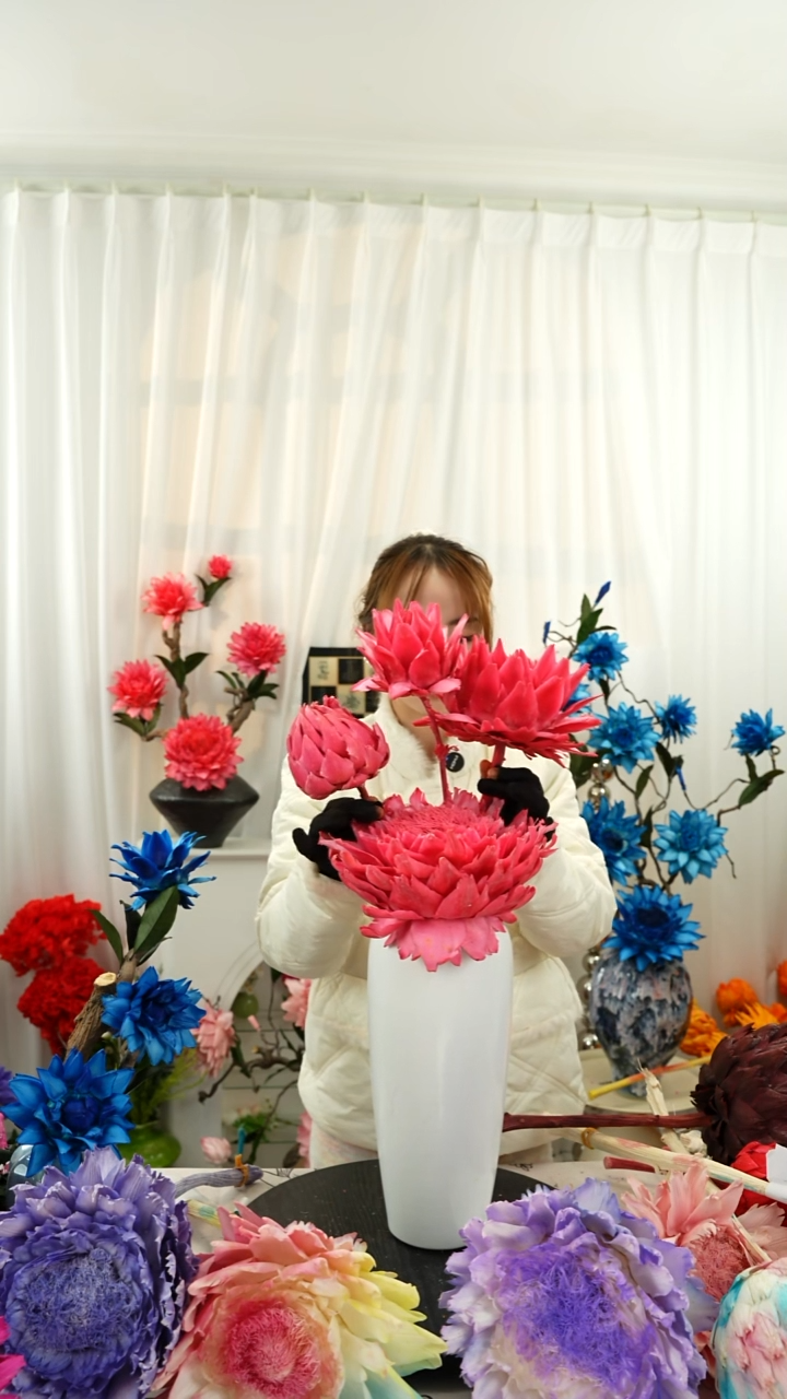 永生洋蓟 霸王花 4个叶片有伤【玫粉】A41