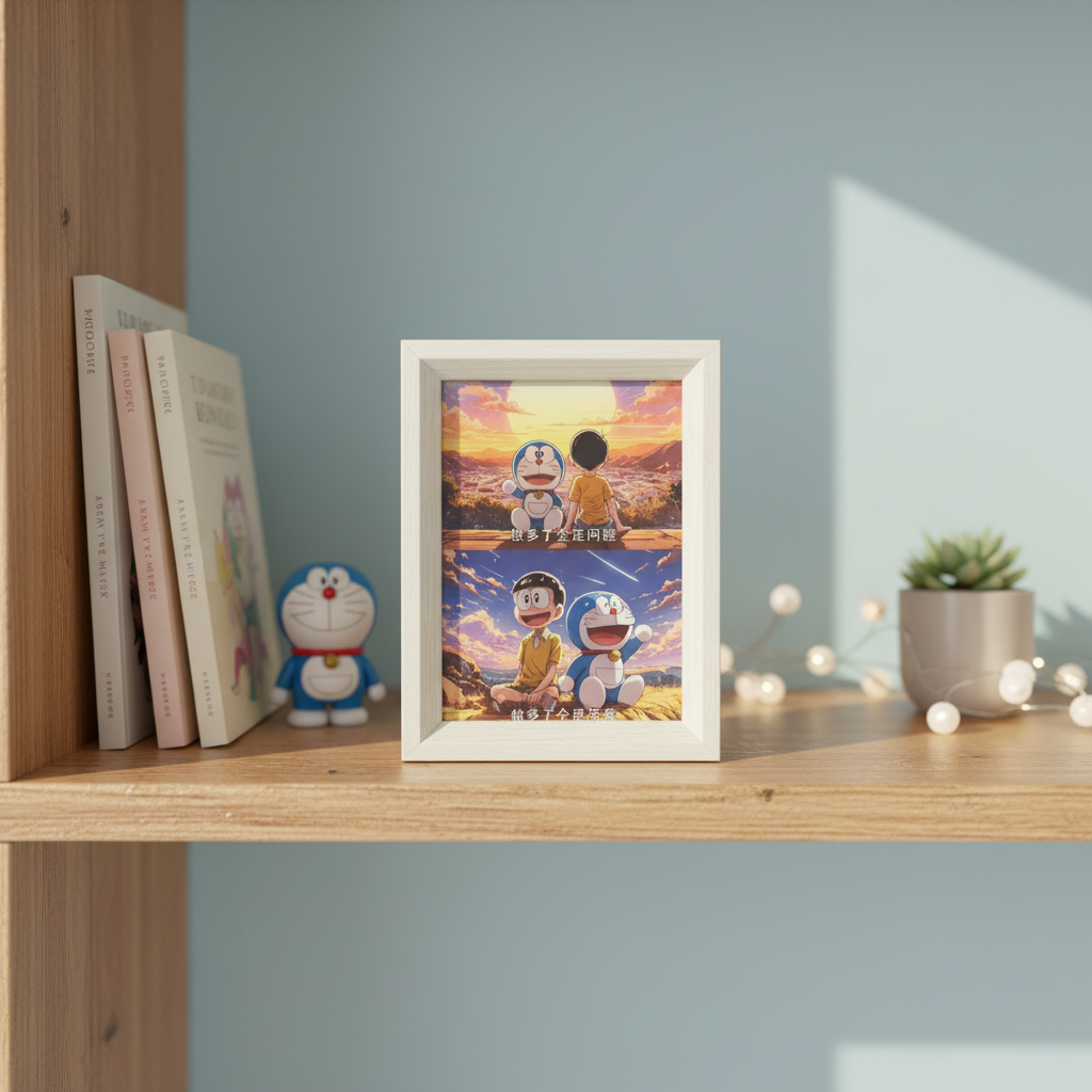 SJ-7寸-912E-112叮当猫灰白色相框摆件