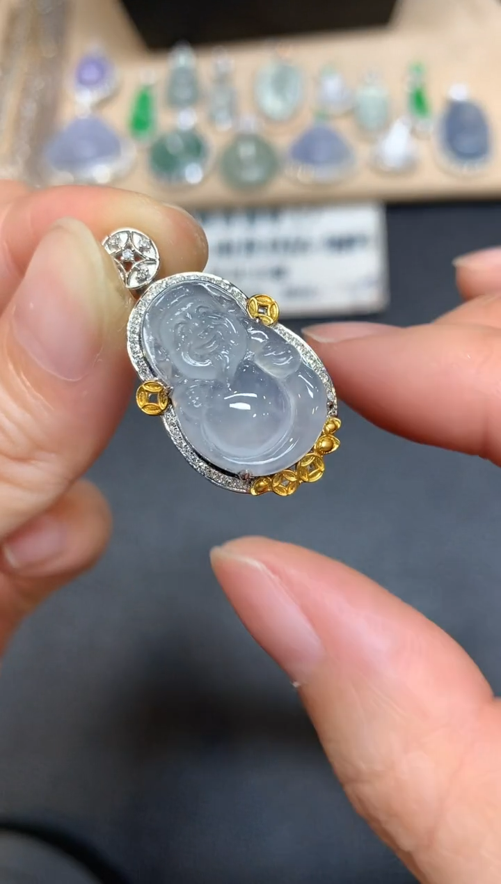 【闪购商品】翡翠颈饰18K金镶嵌财神【无服务费