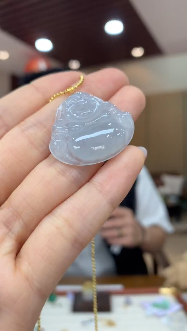 吊坠(不含链)18K金镶嵌翡翠佛公