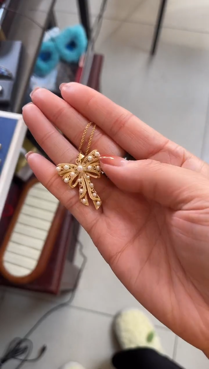 【闪购商品】蝴蝶结珐琅景泰蓝吊坠