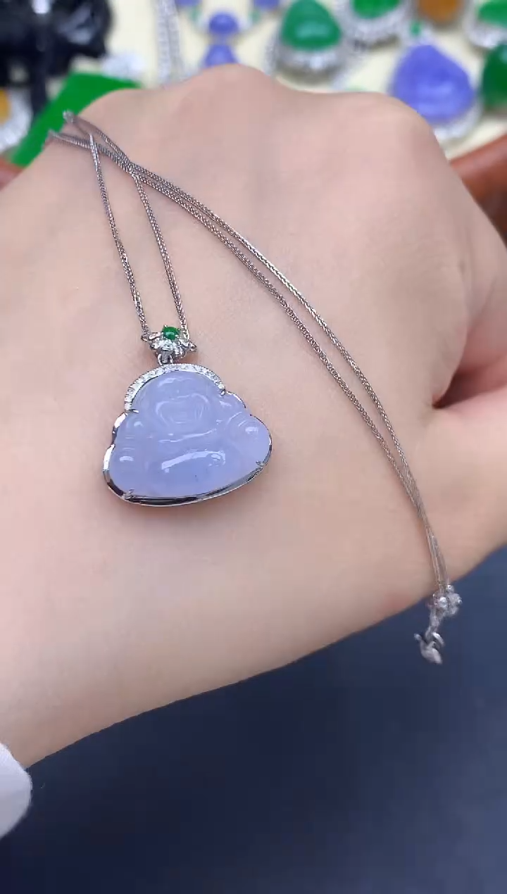 颈饰18K金镶嵌翡翠476-中国好珍宝