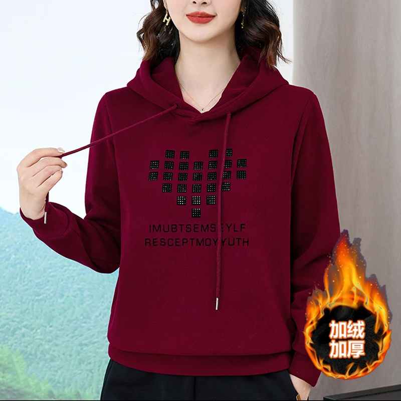 2023年冬季新款时尚洋气减龄女韩版宽松加绒加厚春秋女长袖潮