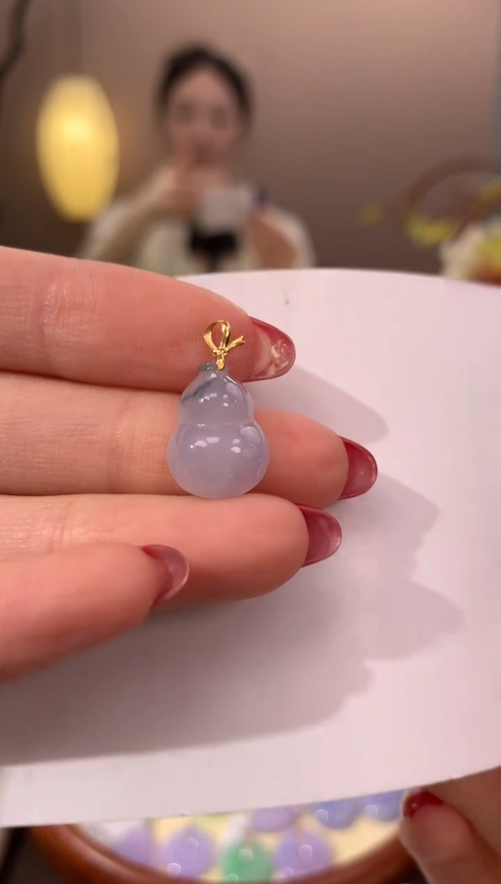 【闪购商品】翡翠颈饰18K金镶嵌天然缅甸a货翡翠