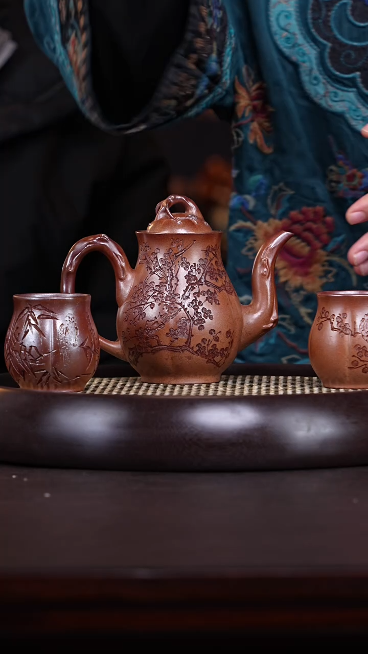 【闪购商品】紫砂茶壶张赦棠20-19 柴烧紫砂壶套组280c