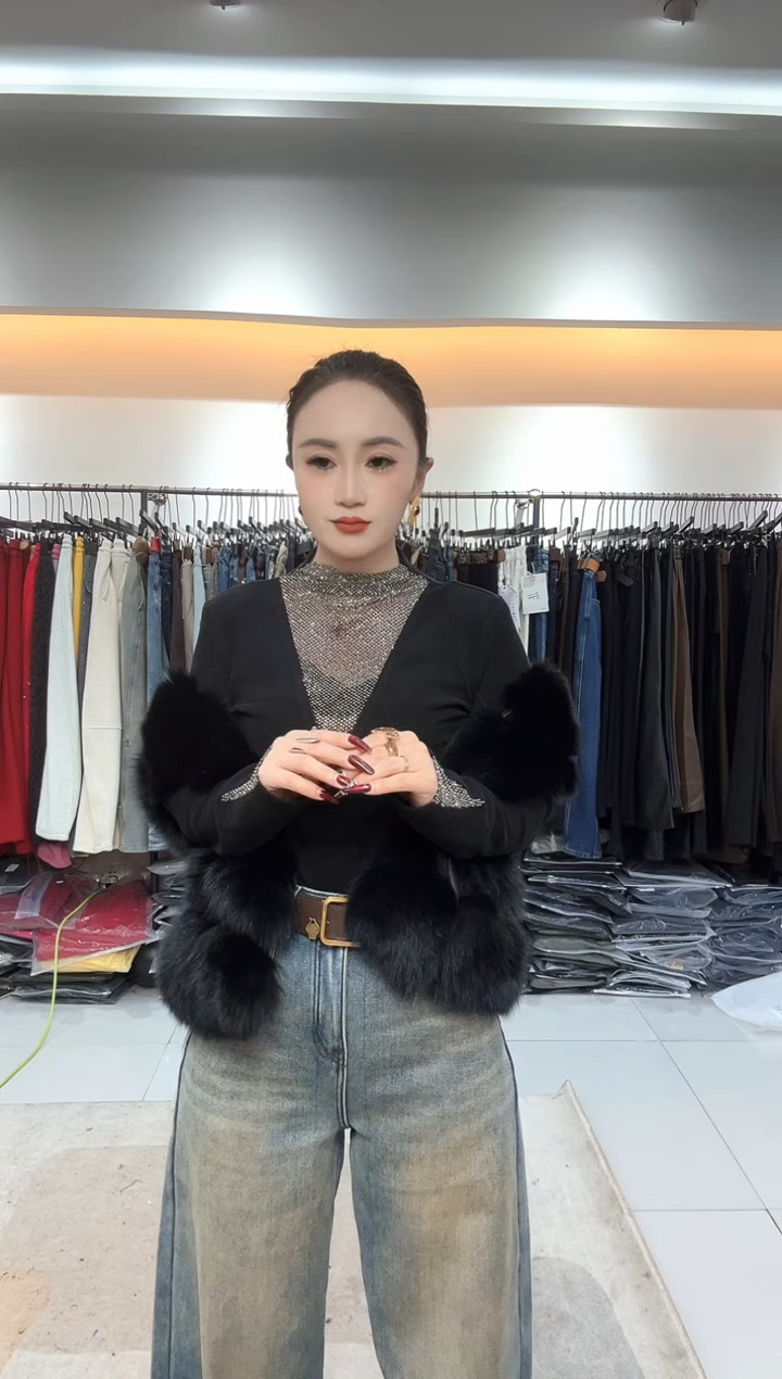 鹿毛钻石打底加绒