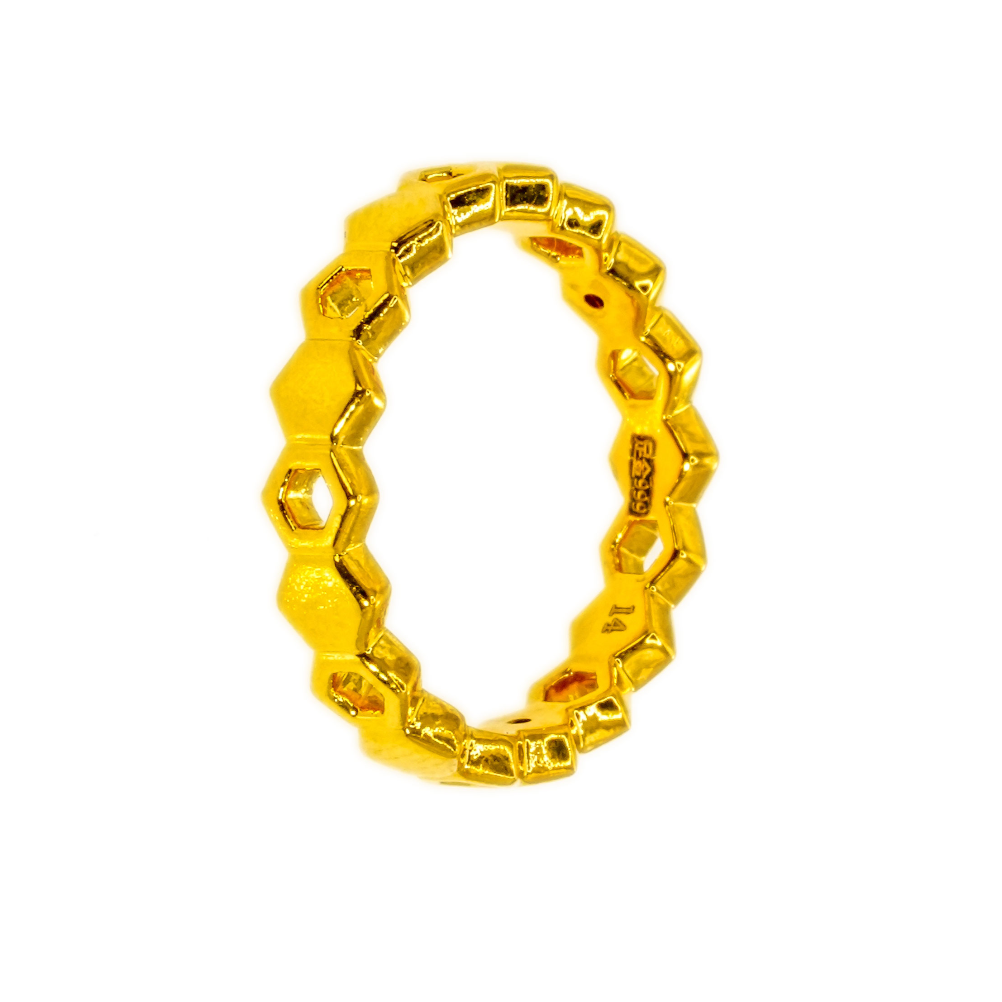 【福源】足金999蜂巢戒指 17号圈口（约1.2g）K