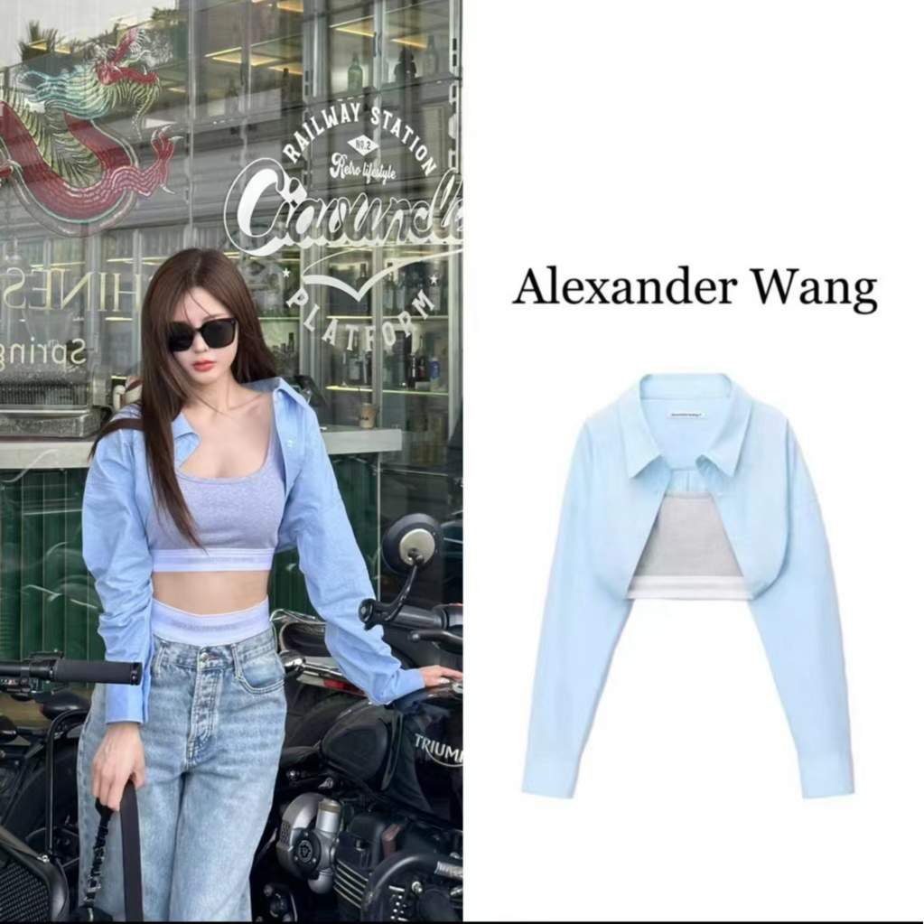 全新未使用  AlexanderWang亚历山大王 FW23叠搭舒适假两件衬衫