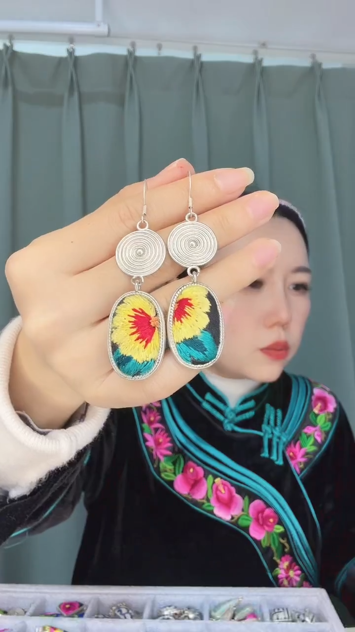 纯铜锆石合金耳环