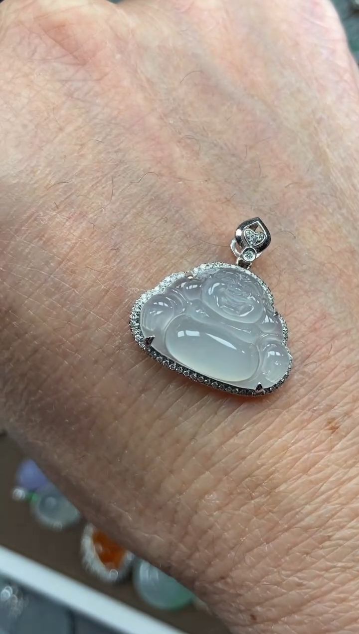 【闪购商品】翡翠吊坠(不含链)18K金镶嵌佛公