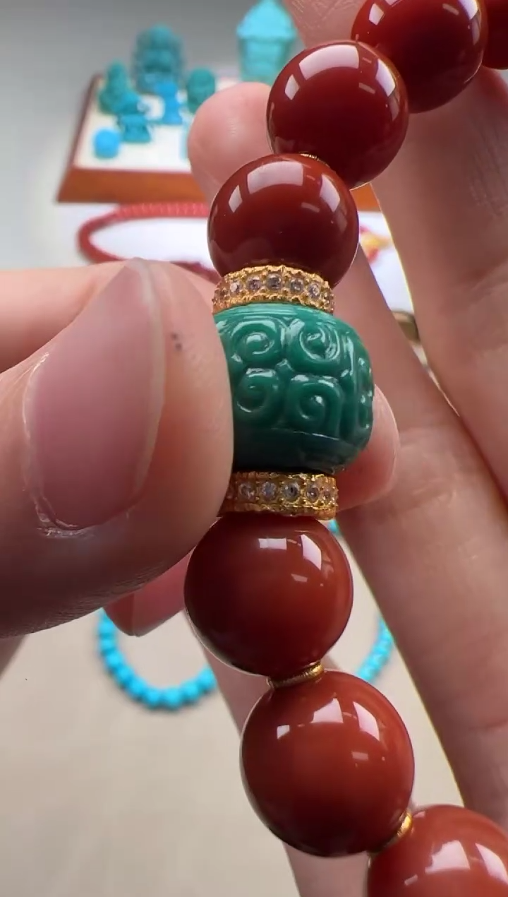 【闪购商品】南红玛瑙手串手串18K金镶嵌手串手串