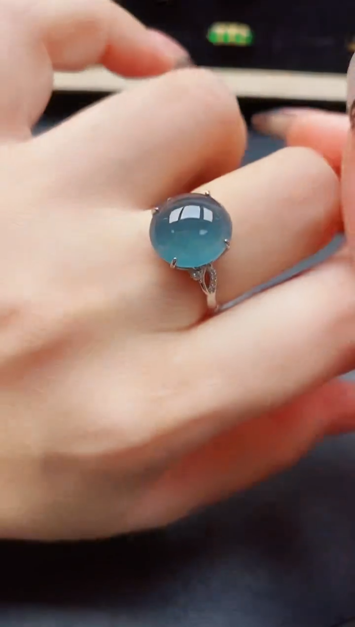 翡翠戒指银S925镶嵌50800