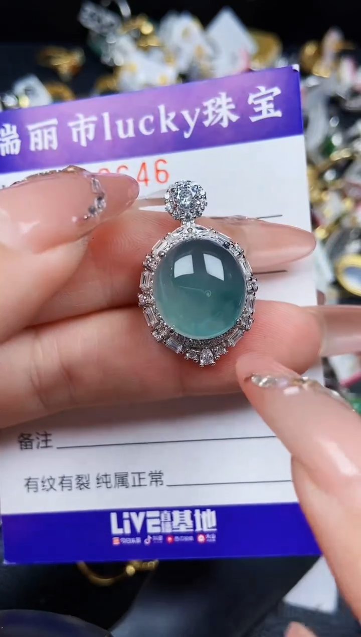 翡翠银S925镶嵌颈饰0646
