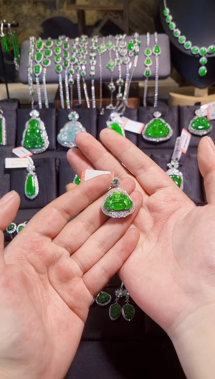 翡翠银S925镶嵌吊坠(不含链)佛公吊坠