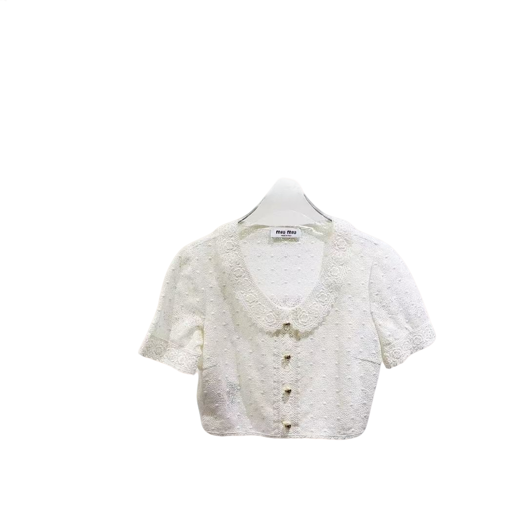 99新 MIU MIU/缪缪 双双臻选/vv00968/miumiu短袖/40码