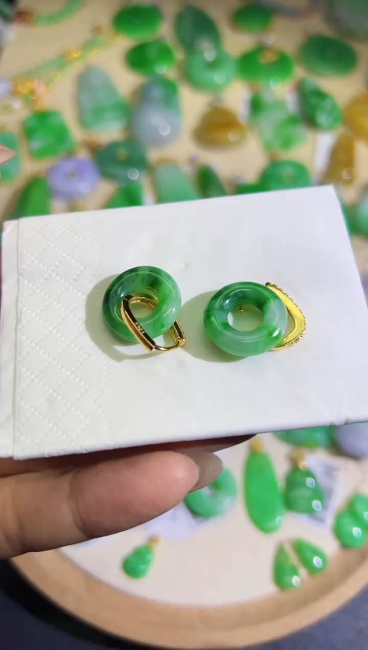 【闪购商品】翡翠耳饰银S925镶嵌Q缅料A货翡翠/多样性发货/一件