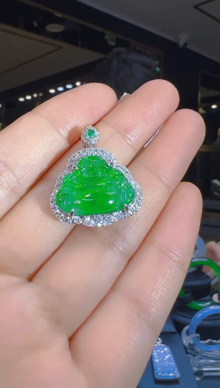 翡翠银S925镶嵌吊坠(赠链)001（多样性发其一）