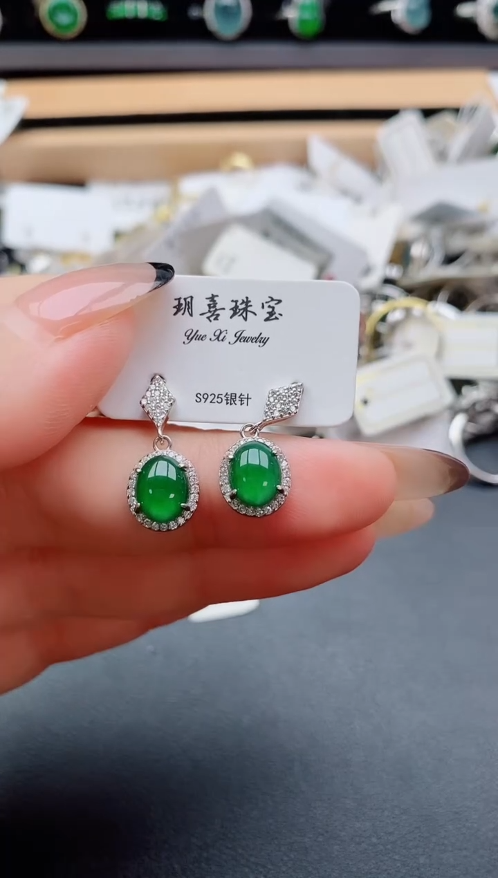 银S925镶嵌戒指翡翠1