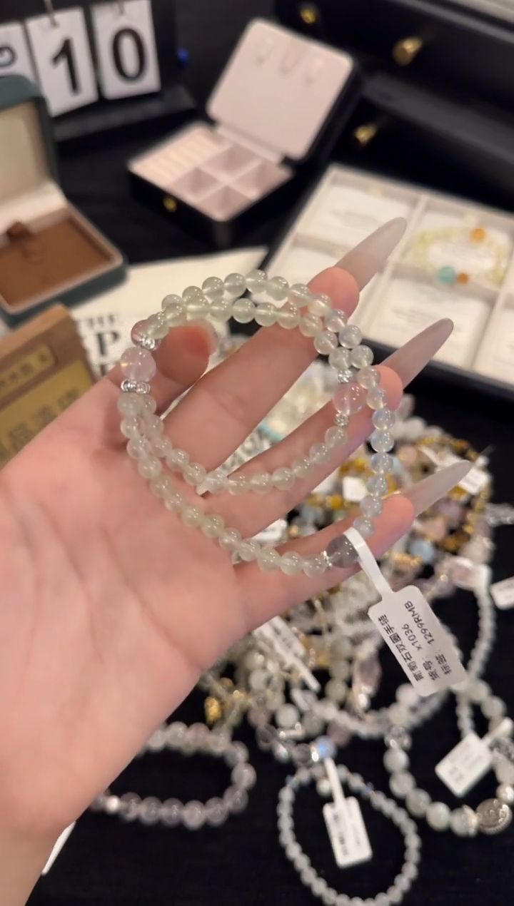 水晶手链合金葡萄石双圈x1036